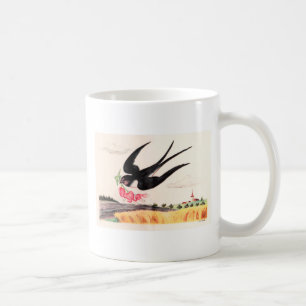 Fliegender Vogel mit Blumen Kaffeetasse
