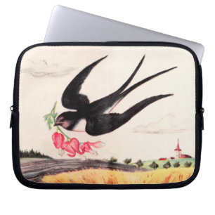 Fliegender Vogel mit Blumen Laptopschutzhülle