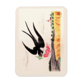 Fliegender Vogel mit Blumen Magnet (Vertikal)