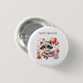 Fliegender Waschbär Geburtstag Button (Vorne & Hinten)