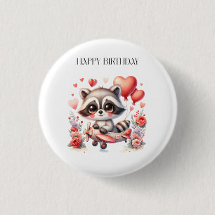 Fliegender Waschbär Geburtstag Button
