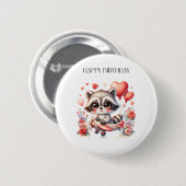 Fliegender Waschbär Geburtstag Button (Vorne & Hinten)