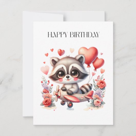 Fliegender Waschbär Geburtstag Einladung (Vorderseite)