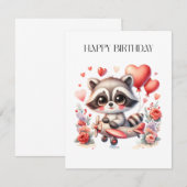 Fliegender Waschbär Geburtstag Einladung (Vorne/Hinten)