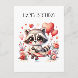 Fliegender Waschbär Geburtstag Feiertagspostkarte