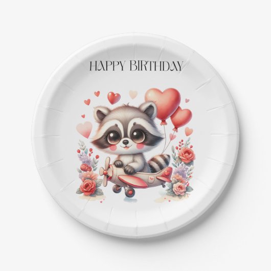 Fliegender Waschbär Geburtstag Pappteller (Vorderseite)