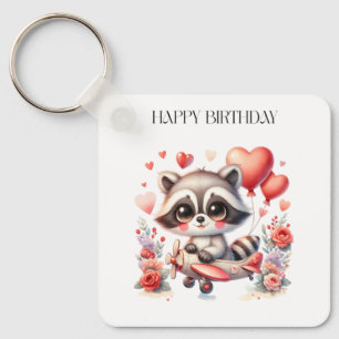 Fliegender Waschbär Geburtstag Schlüsselanhänger