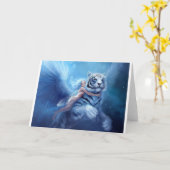 Fliegender weißer Tiger mit Engel Karte (Gelbe Blume)