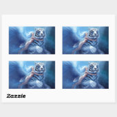 Fliegender weißer Tiger mit Engel Rechteckiger Aufkleber (Blatt)