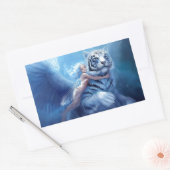 Fliegender weißer Tiger mit Engel Rechteckiger Aufkleber (Umschlag)