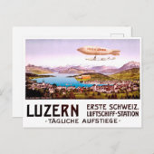 Fliegender Zeppelin über Luzern Stadt, Schweiz Postkarte (Vorne/Hinten)