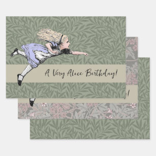 Fliegendes Alice Wonderland Abenteuer Vintage Tenn Geschenkpapier Set