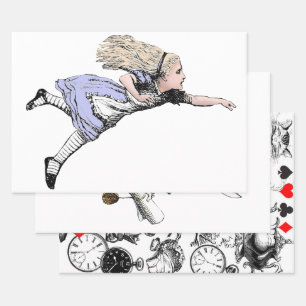 Fliegendes Alice Wonderland Abenteuer Vintage Tenn Geschenkpapier Set