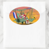 fliegendes Ass Ovaler Aufkleber (Tasche)