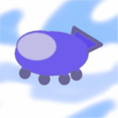 Fliegendes blaues Raumschiff Aufkleber (Vorderseite)