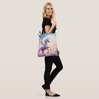 Fliegendes Einhorn Helle Regenbogenwolken Illustra Tasche