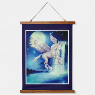 Fliegendes Einhorn Wasserfall Fantasy Pferd Wandteppich Mit Holzrahmen