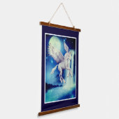 Fliegendes Einhorn Wasserfall Fantasy Pferd Wandteppich Mit Holzrahmen (Gewinkelt)