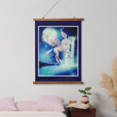 Fliegendes Einhorn Wasserfall Fantasy Pferd Wandteppich Mit Holzrahmen (Schlafzimmer)