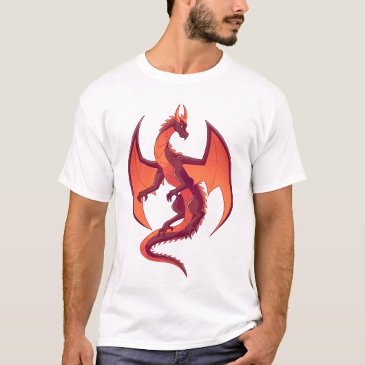 Fliegendes Feuerrotes Drachen T-Shirt (Vorderseite)