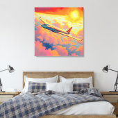 Fliegendes Flugzeug - Lebendiger malerischer Stil  Leinwanddruck (Insitu (Schlafzimmer))