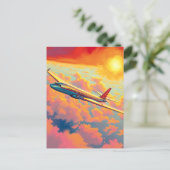 Fliegendes Flugzeug - Lebendiger malerischer Stil  Postkarte (Stehend Vorderseite)