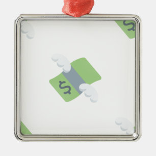 fliegendes Geld-Emoji Silbernes Ornament
