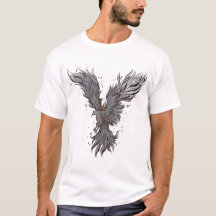 Fliegendes Graues Phönix-Vogel-Grafik-T-Shirt - kl