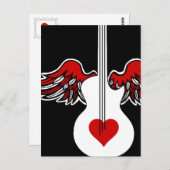 Fliegendes Herz Gitarre Postkarte (Vorne/Hinten)