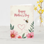 Fliegendes Herz Mütter Karte (Gelbe Blume)