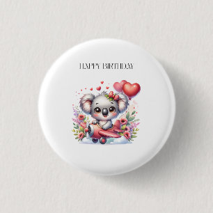 Fliegendes Koala-Geburtstag Button