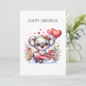 Fliegendes Koala-Geburtstag Einladung (Stehend Vorderseite)