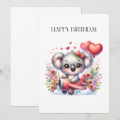 Fliegendes Koala-Geburtstag Einladung (Vorne/Hinten)