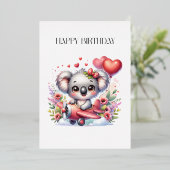 Fliegendes Koala-Geburtstag Folieneinladung (Stehend vorne)
