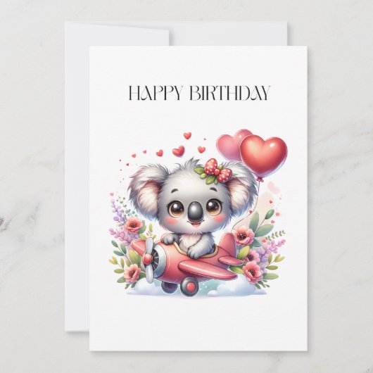 Fliegendes Koala-Geburtstag Karte (Vorderseite)