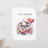 Fliegendes Koala-Geburtstag Karte (Vorderseite/Rückseite Beispiel)
