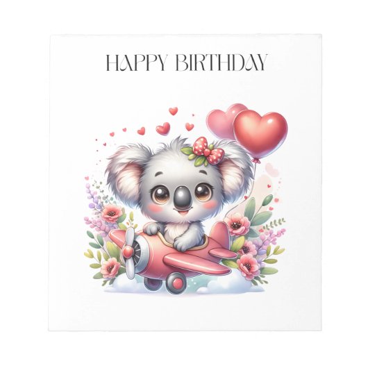 Fliegendes Koala-Geburtstag Notizblock (Vorderseite)
