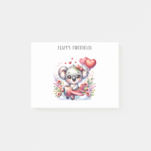 Fliegendes Koala-Geburtstag Post-it Klebezettel (Vorderseite)