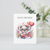 Fliegendes Koala-Geburtstag Postkarte (Stehend Vorderseite)