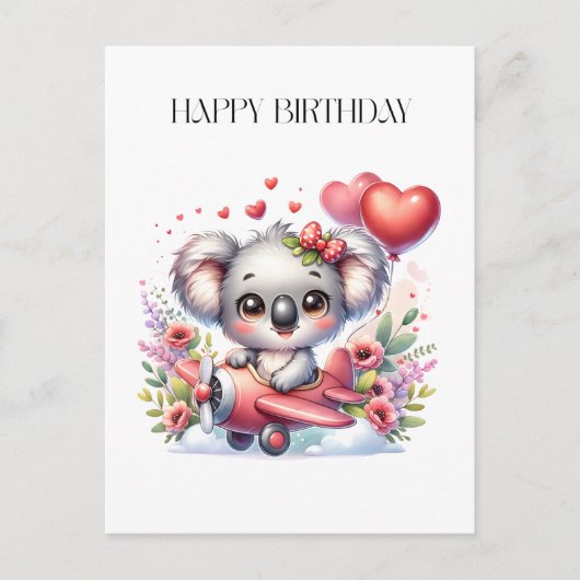 Fliegendes Koala-Geburtstag Postkarte (Vorderseite)
