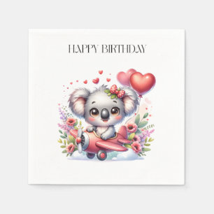 Fliegendes Koala-Geburtstag Serviette