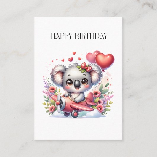 Fliegendes Koala-Geburtstag Visitenkarte (Vorderseite)