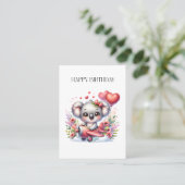Fliegendes Koala-Geburtstag Visitenkarte (Stehend Vorderseite)