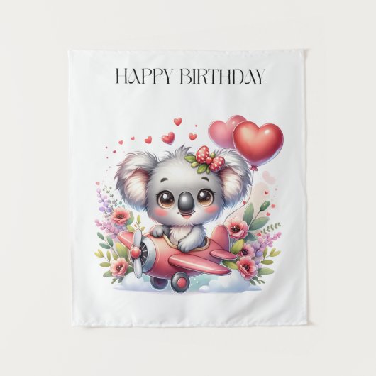 Fliegendes Koala-Geburtstag Wandteppich (Vorderseite)