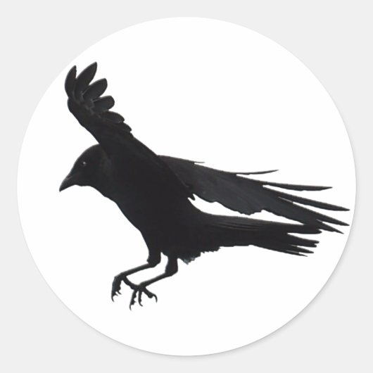 Fliegendes Landing Black Crow Art Runder Aufkleber (Vorderseite)