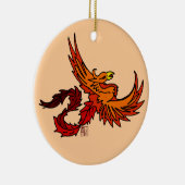 Fliegendes mittelalterliches Orange Phoenix Vogela Keramikornament (Rechts)