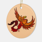 Fliegendes mittelalterliches Orange Phoenix Vogela Keramikornament (Links)