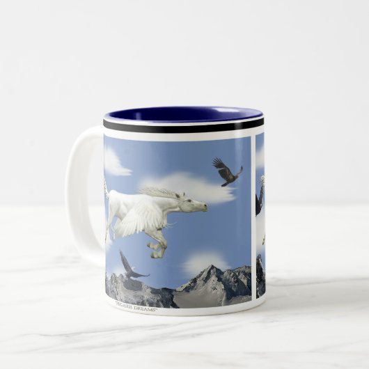 Fliegendes Pegasus & Eagles Fantasy Art Tasse (Vorderseite Links)
