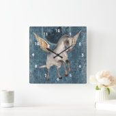 Fliegendes Pegasus Horse Fantasy Art Quadratische Wanduhr (Zuhause)