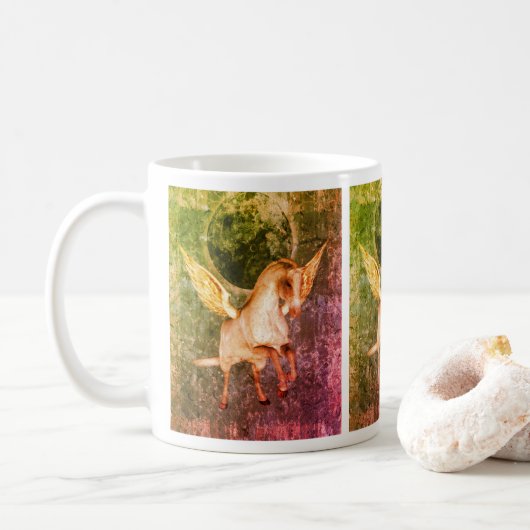 Fliegendes Pegasus Pferd Fantasie Kaffeetasse (Mit Donut)